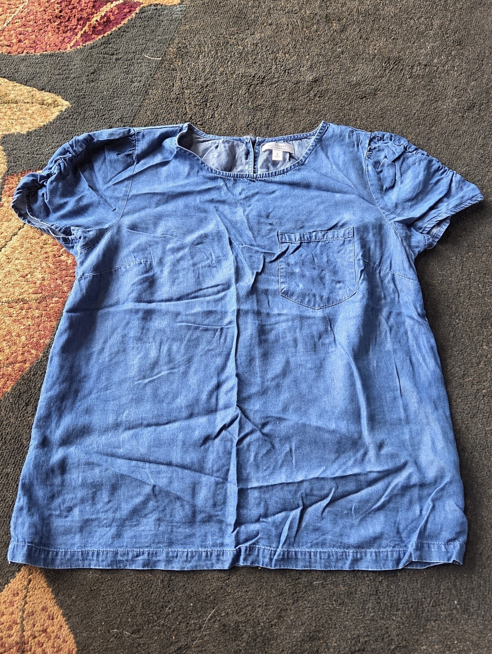 LC Lauren Conrad Denim-Blue Short Sleeve Pocket Tee